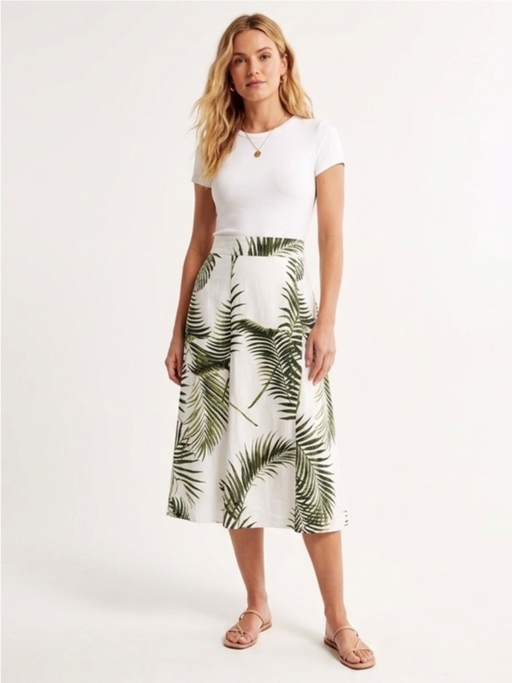 H&M Topical Leaf Highrise Flowy Maxi Skirt size 4